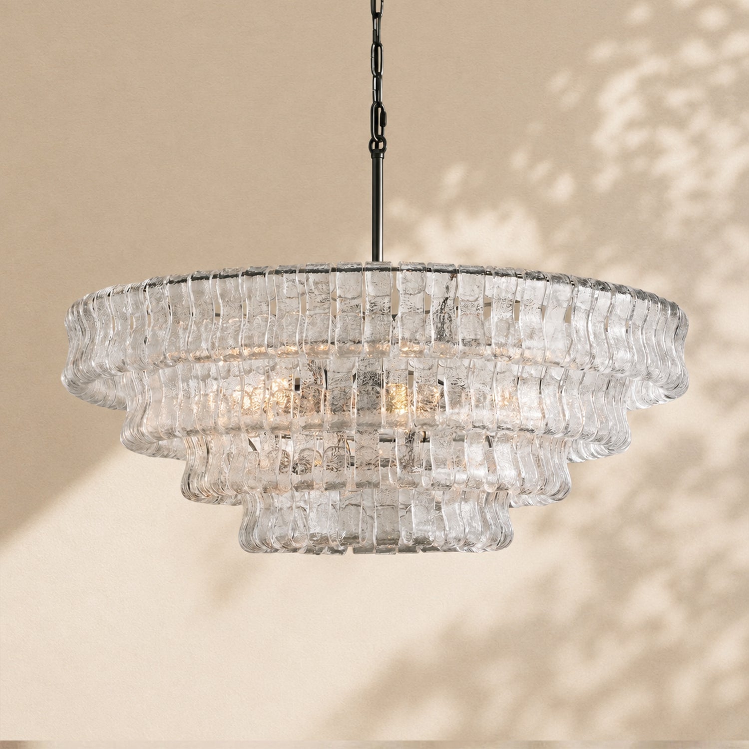 Amor 4-Tier Ghiaccio Glass Round Chandelier 36"