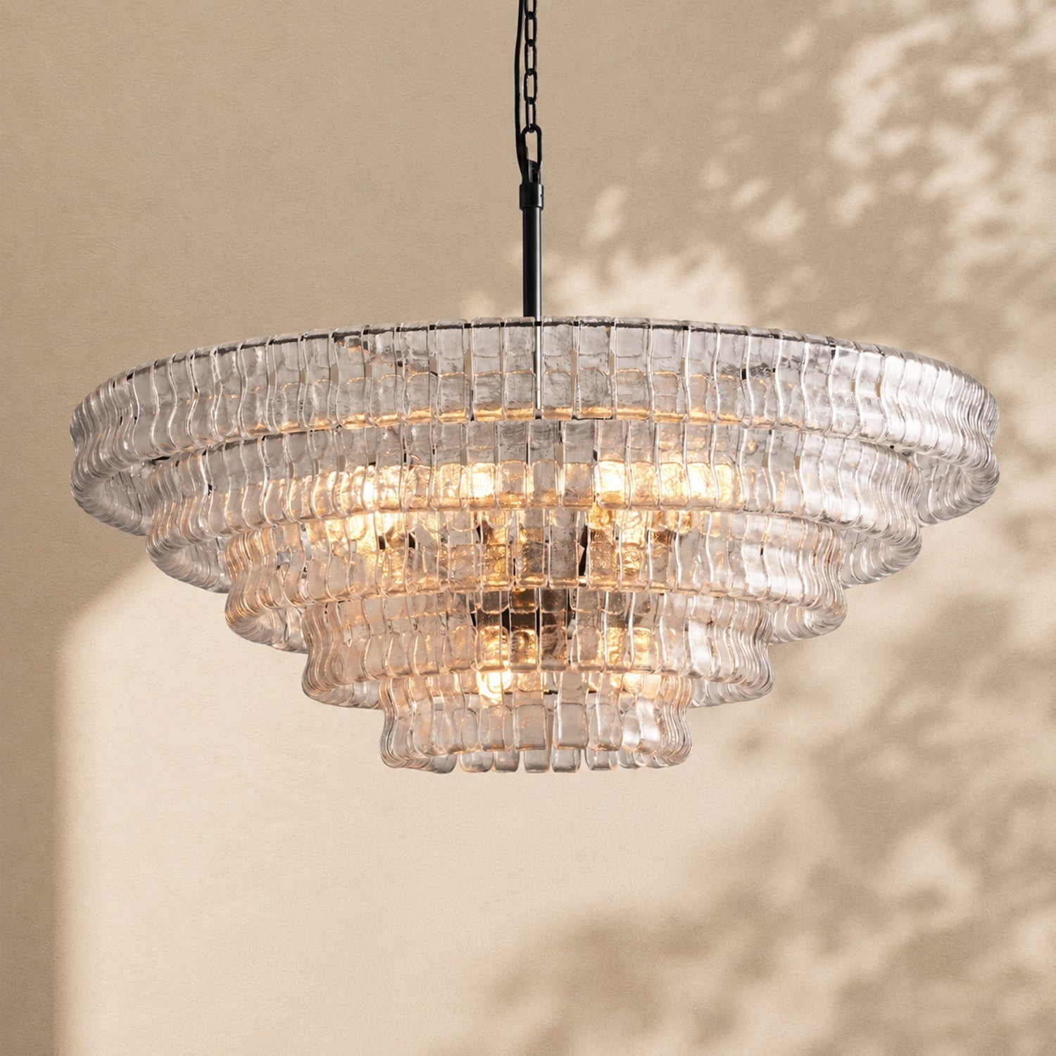 Amor 5-Tier Ghiaccio Glass Round Chandelier 48"