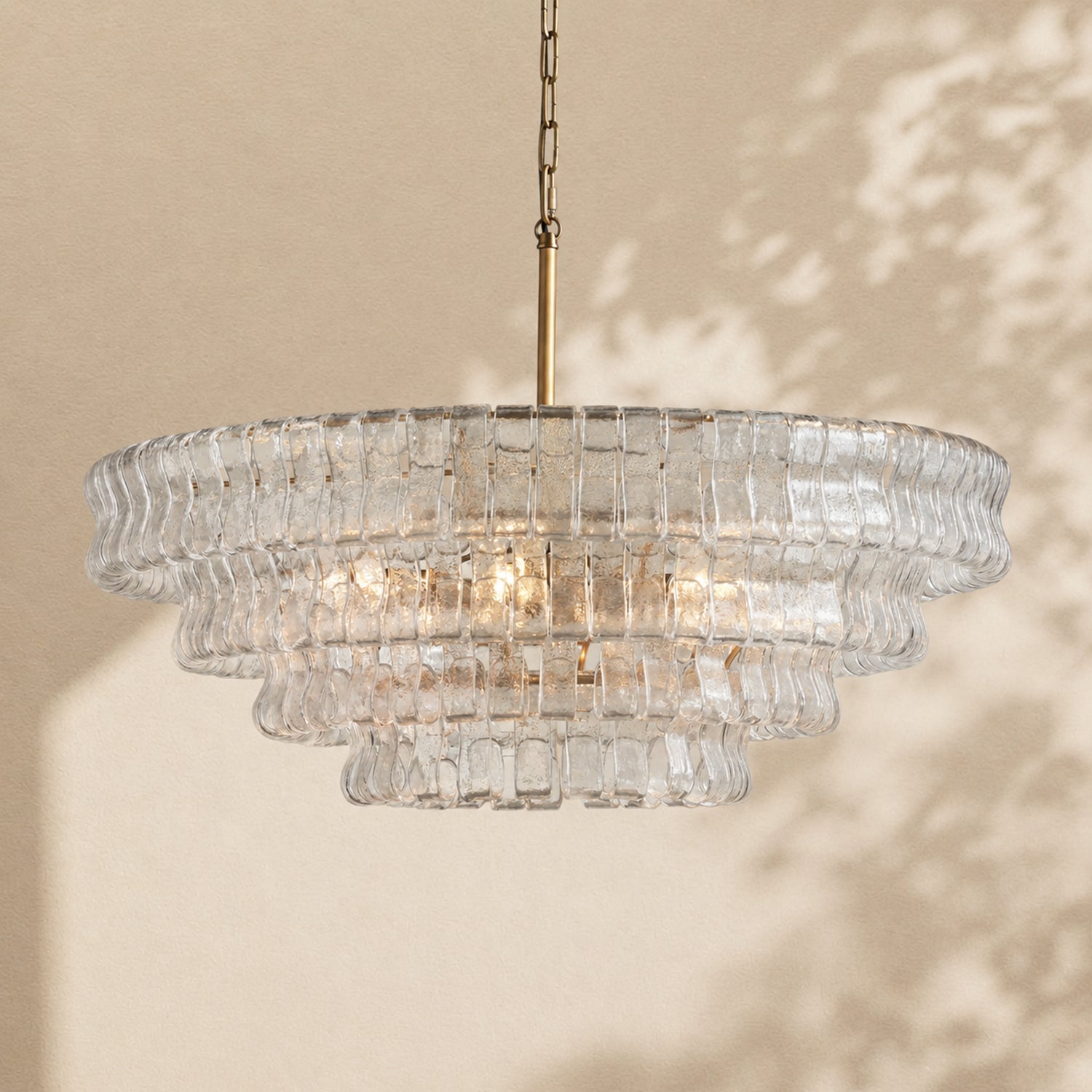 Amor 4-Tier Ghiaccio Glass Round Chandelier 36"