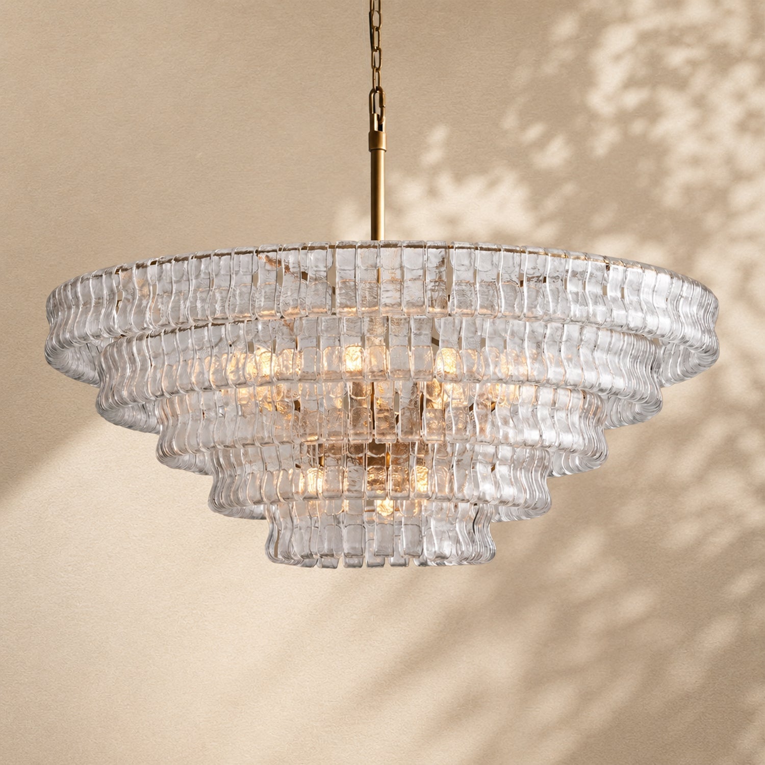 Amor 5-Tier Ghiaccio Glass Round Chandelier 48"
