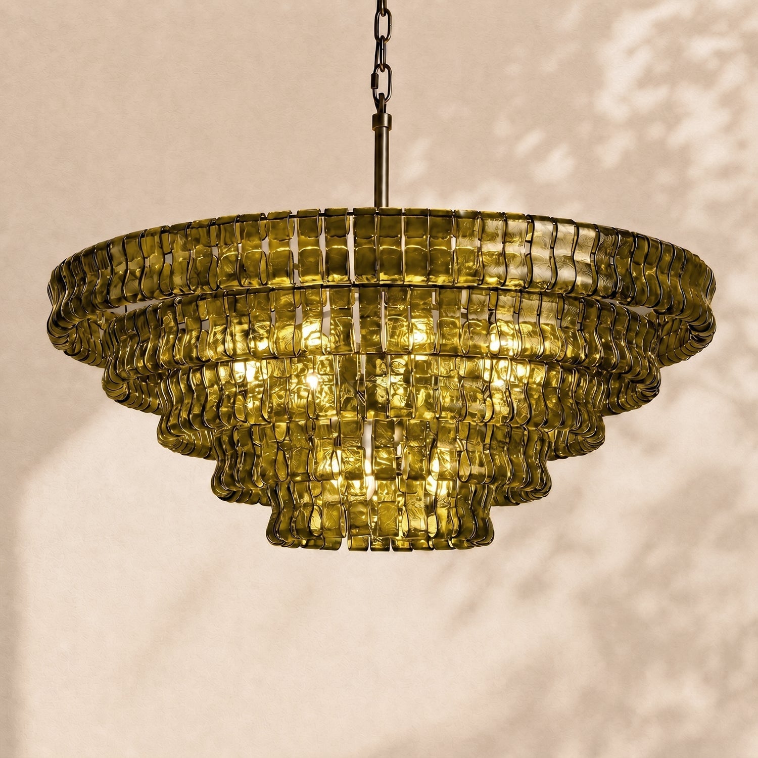 Amor 5-Tier Ghiaccio Glass Round Chandelier 48"