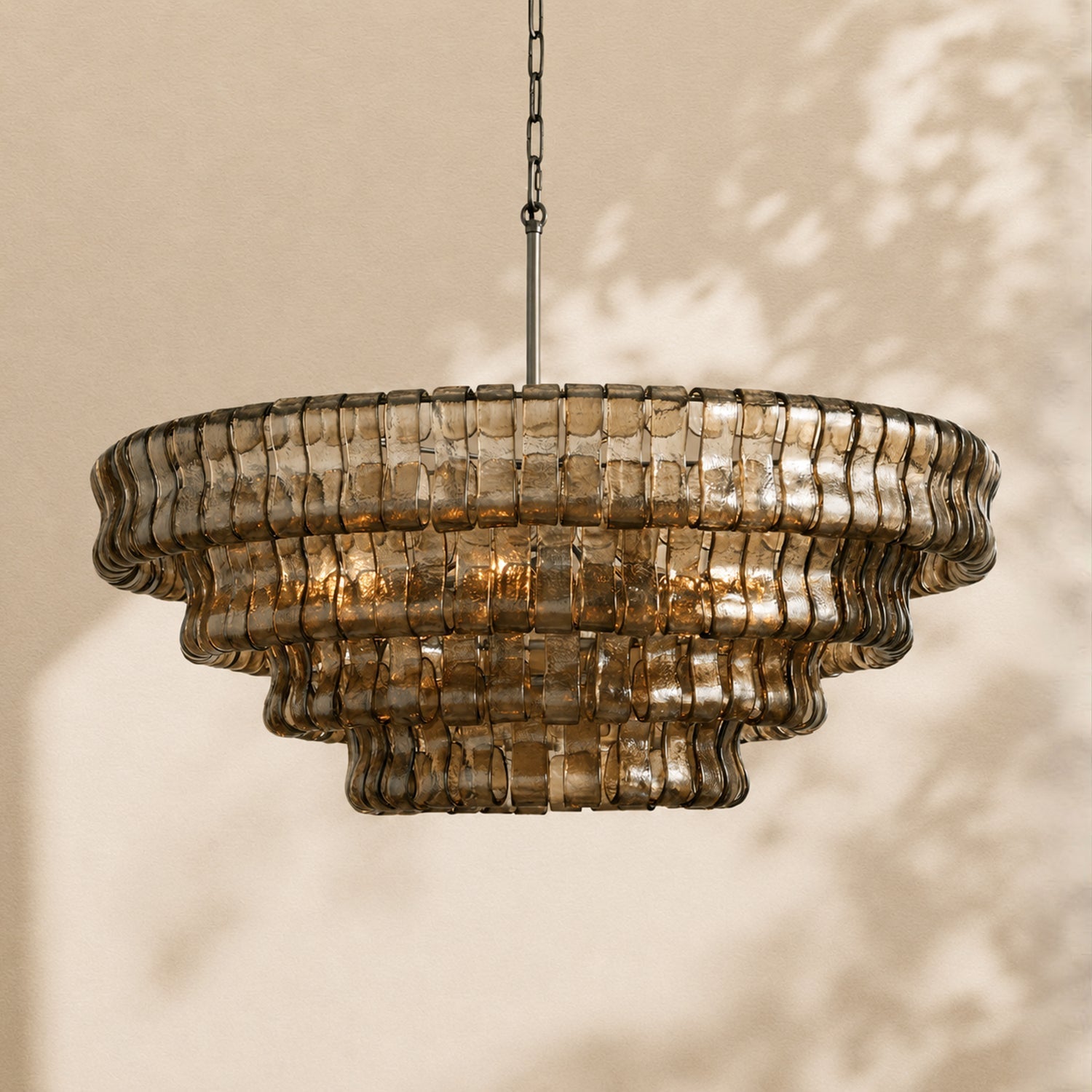 Amor 4-Tier Ghiaccio Glass Round Chandelier 36"