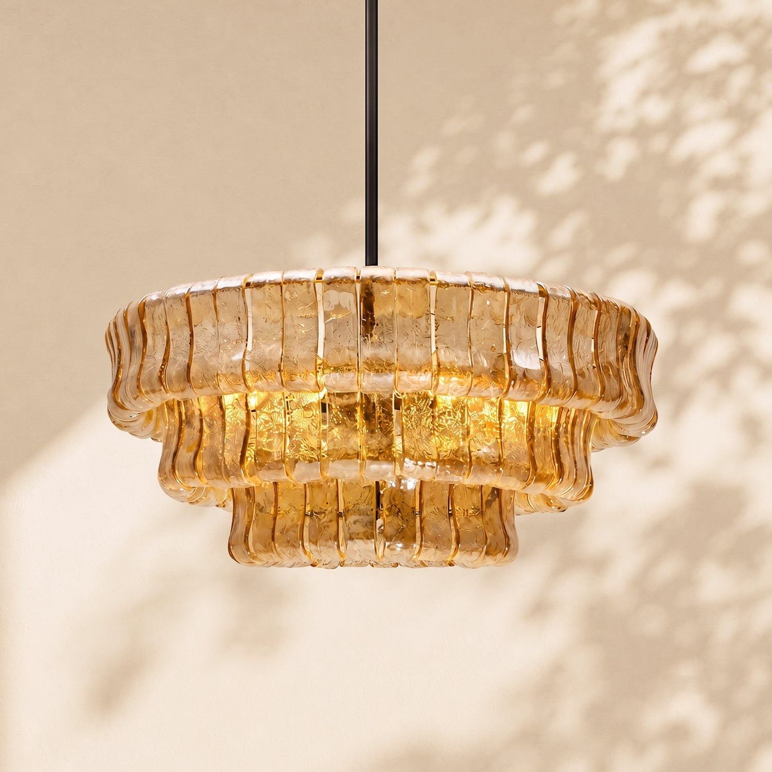 Amor 3-Tier Ghiaccio Glass Round Chandelier 24"
