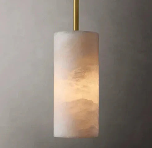 Hand-Carved Alabaster Cylinder Pendant - King Lamps