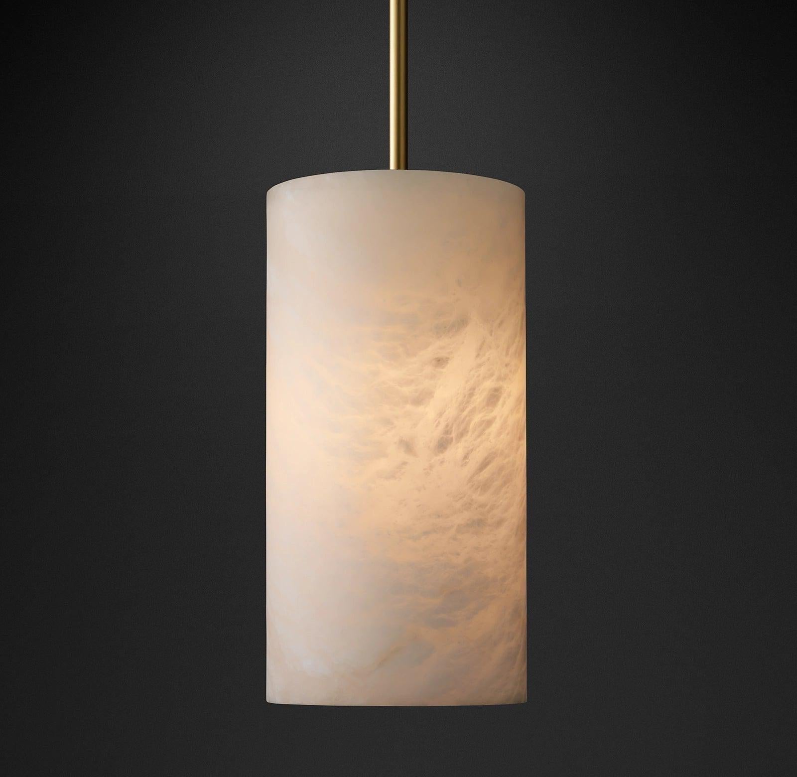 Hand Carved Alabaster Cylinder Pendent - King Lamps