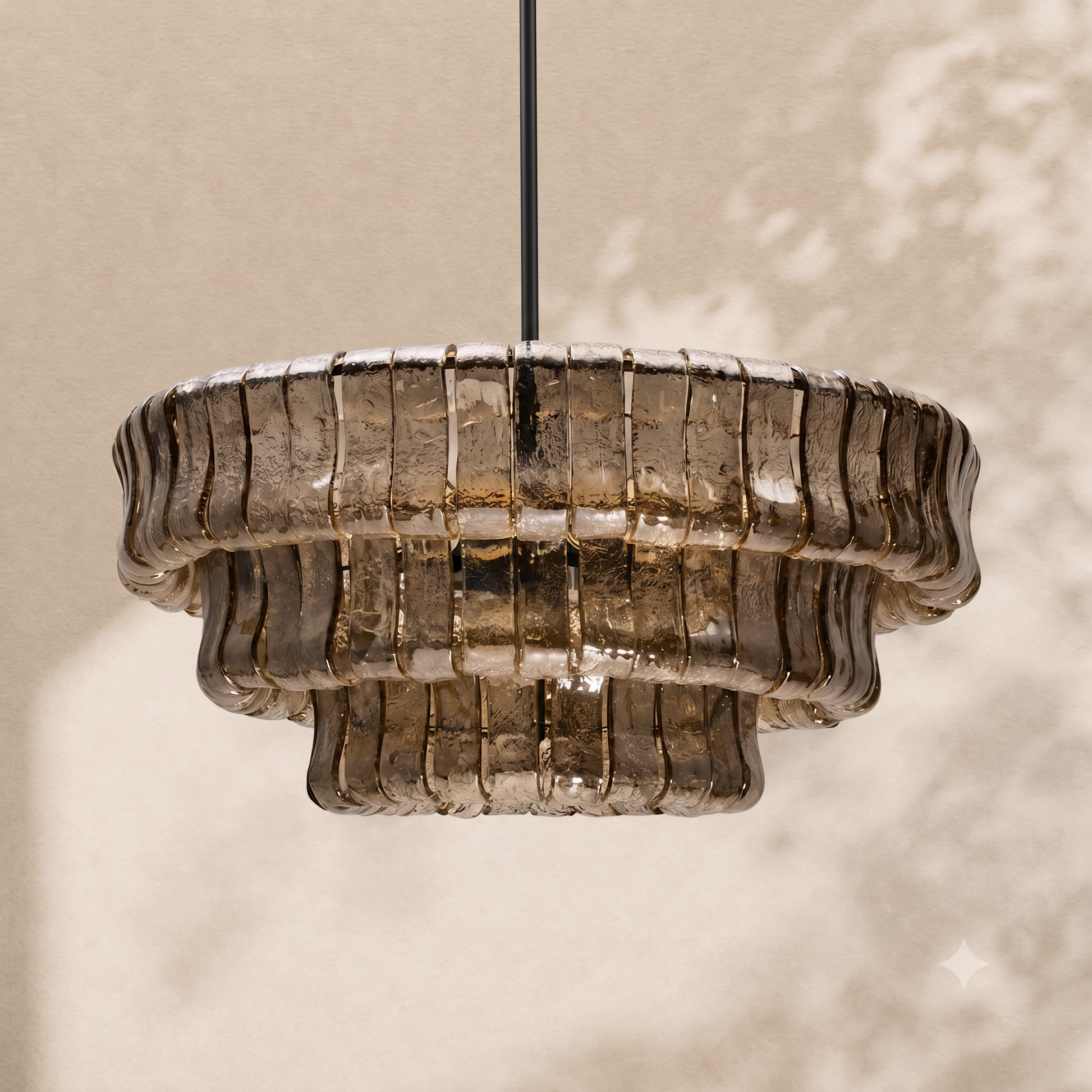 Amor 3-Tier Ghiaccio Glass Round Chandelier 24"