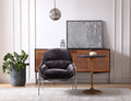 Thaddeus Forged Iron Brown Leather Accent Chairs - King Lamps
