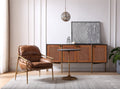 Thaddeus Forged Iron Brown Leather Accent Chairs - King Lamps