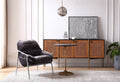 Thaddeus Forged Iron Brown Leather Accent Chairs - King Lamps