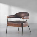 Vintage Forged Brown Leather Lounge Armchair - King Lamps
