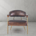 Vintage Forged Brown Leather Lounge Armchair - King Lamps