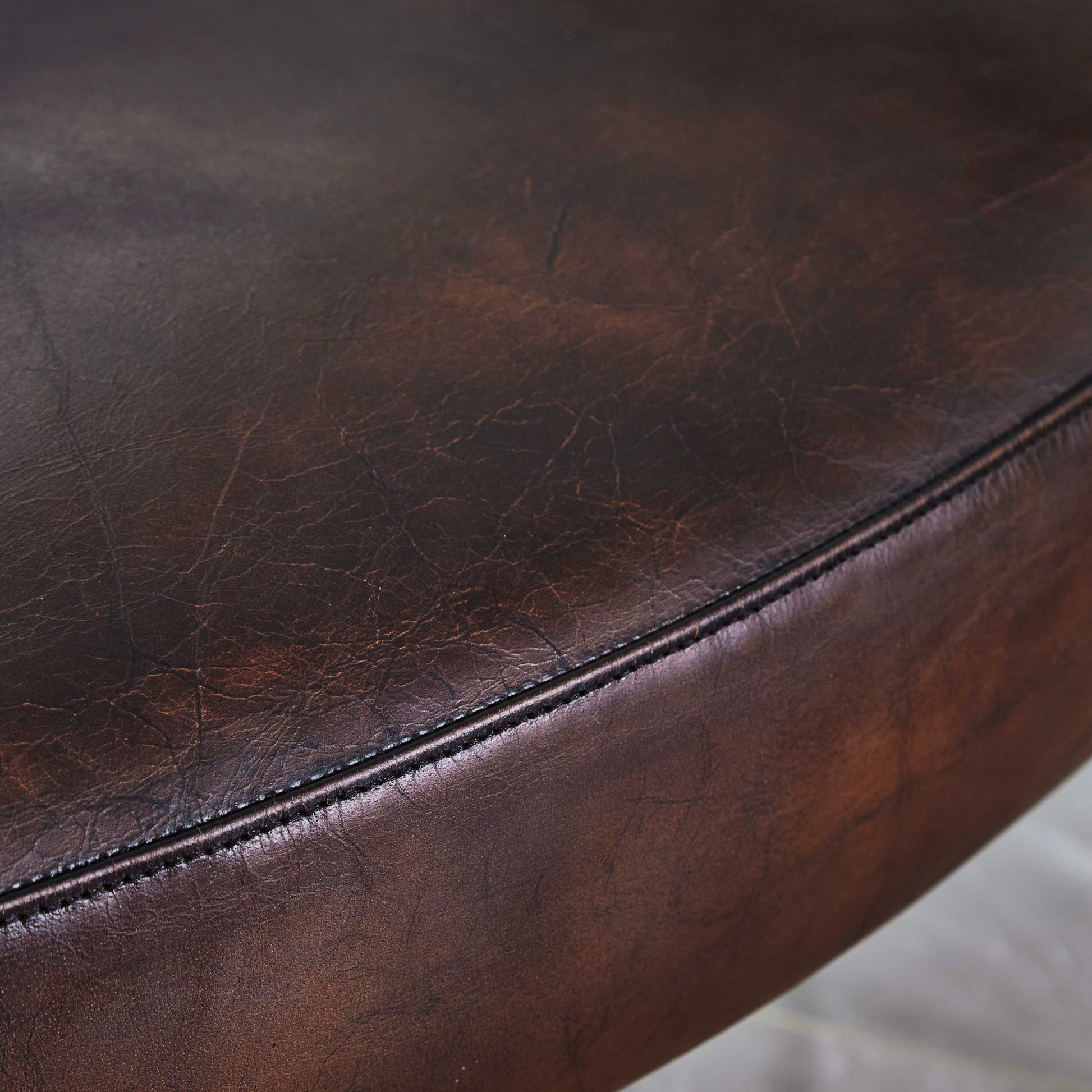 Vintage Forged Brown Leather Lounge Armchair - King Lamps