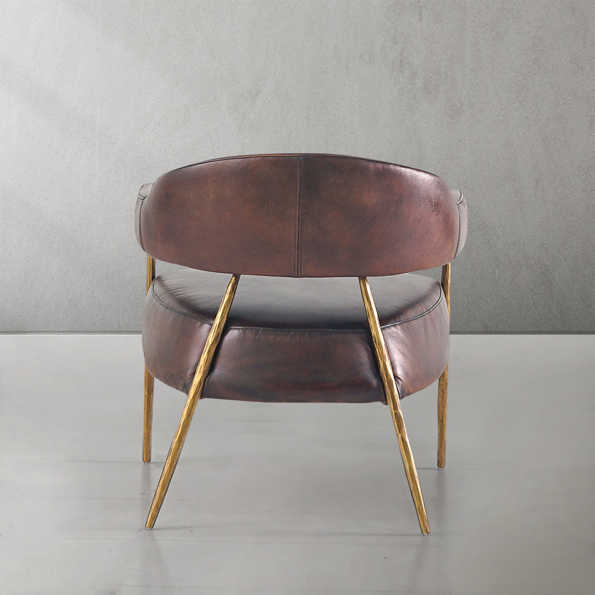 Vintage Forged Brown Leather Lounge Armchair - King Lamps