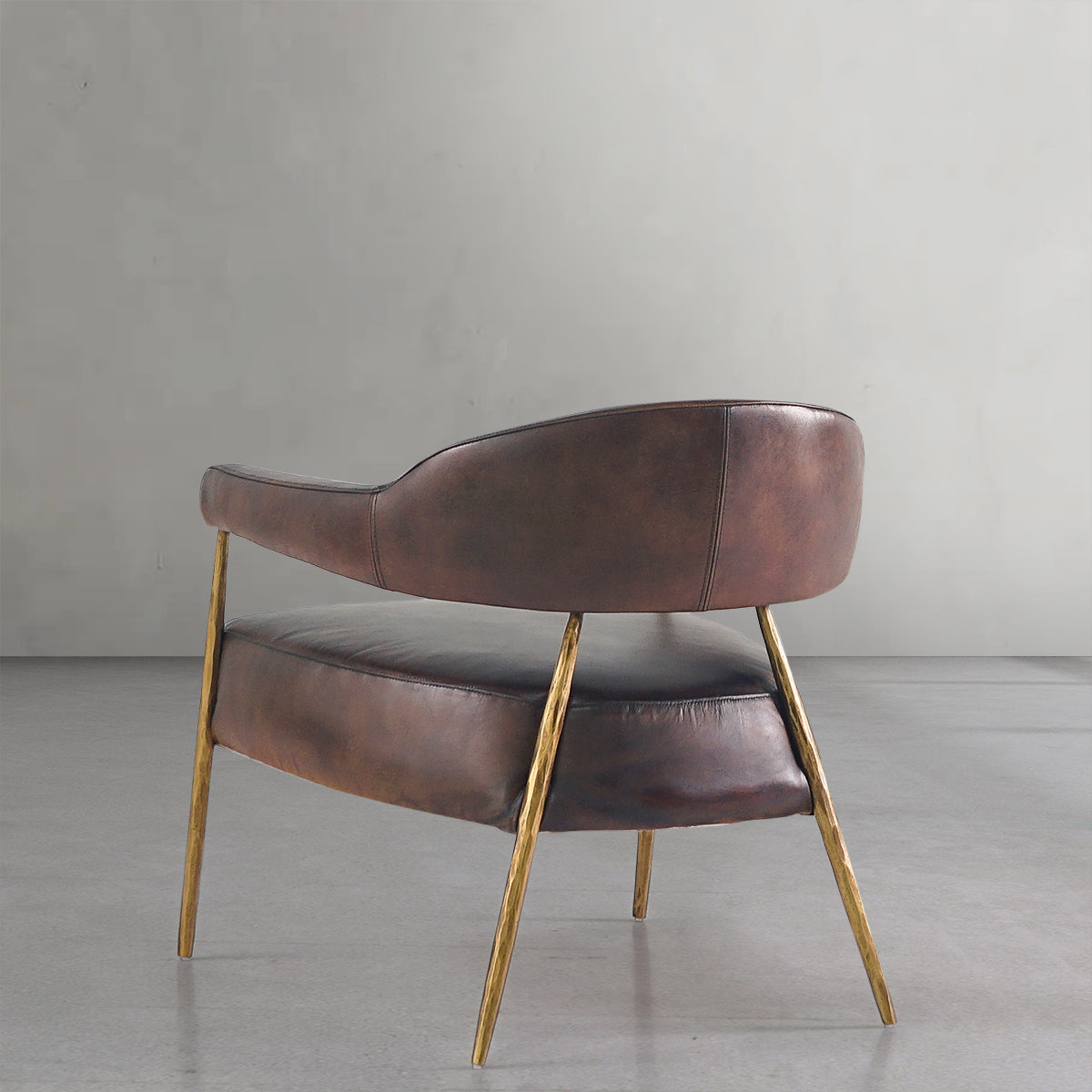 Vintage Forged Brown Leather Lounge Armchair - King Lamps