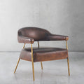 Vintage Forged Brown Leather Lounge Armchair - King Lamps