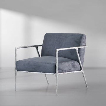 Vintage Forged Retro Silver Iron Frame Track Armchair - King Lamps