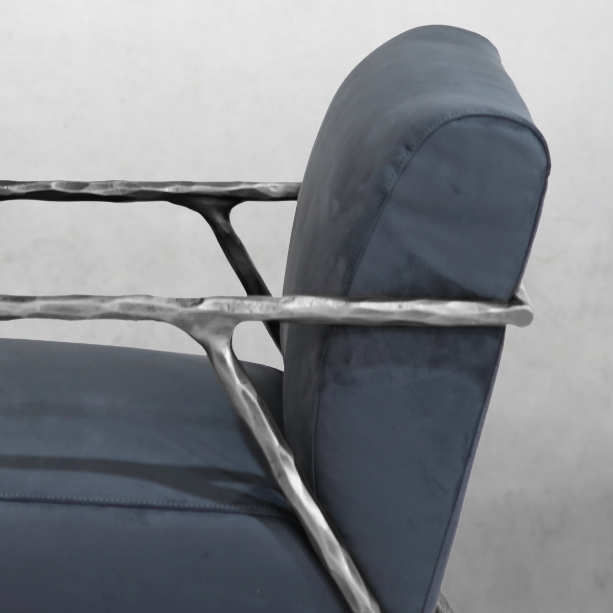 Vintage Forged Retro Silver Iron Frame Track Armchair - King Lamps