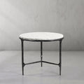 Thaddeus Forged Iron Marble Round Side Table 3 Table Leg 24