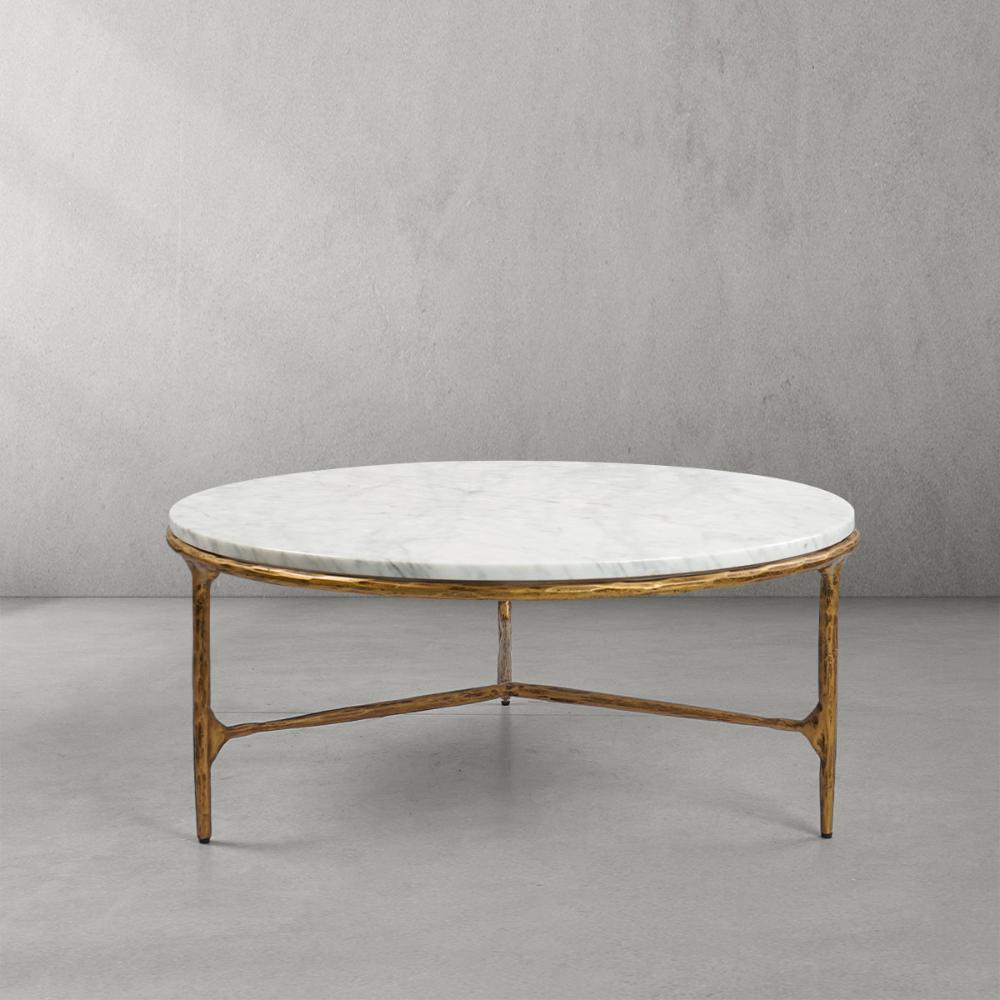 Vintage Forged Marble Round Coffee Table - King Lamps