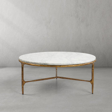 Vintage Forged Marble Round Coffee Table - King Lamps