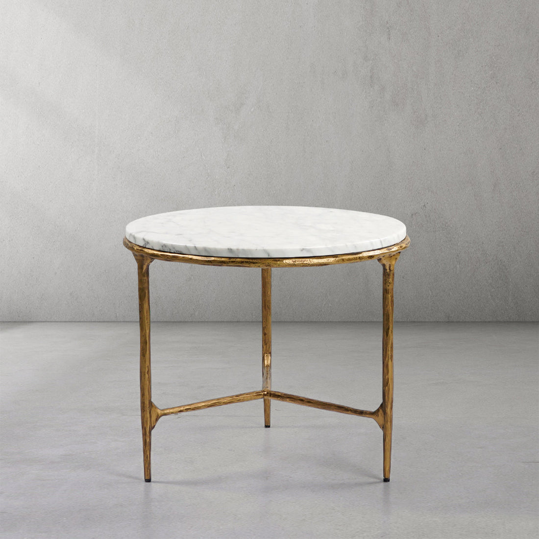 Thaddeus Forged Iron Marble Round Side Table 3 Table Leg 24"D - King Lamps