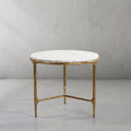 Thaddeus Forged Iron Marble Round Side Table 3 Table Leg 24