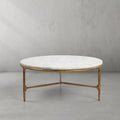 Thaddeus Forged Iron Marble Round Coffee Table 3 Table Legs 35