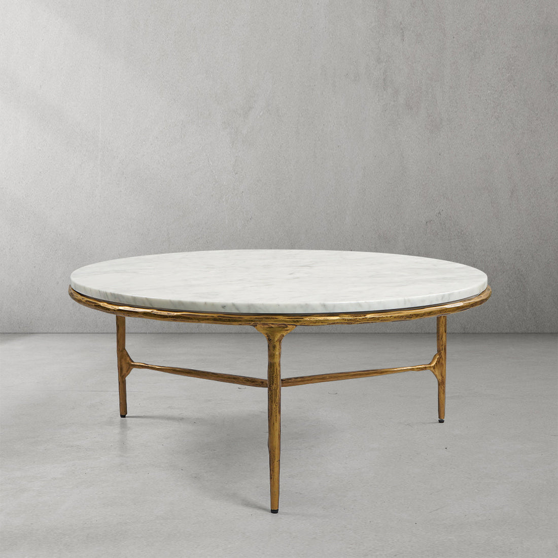 Vintage Forged Marble Round Coffee Table - King Lamps