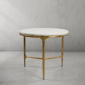 Thaddeus Forged Iron Marble Round Side Table 3 Table Leg 24
