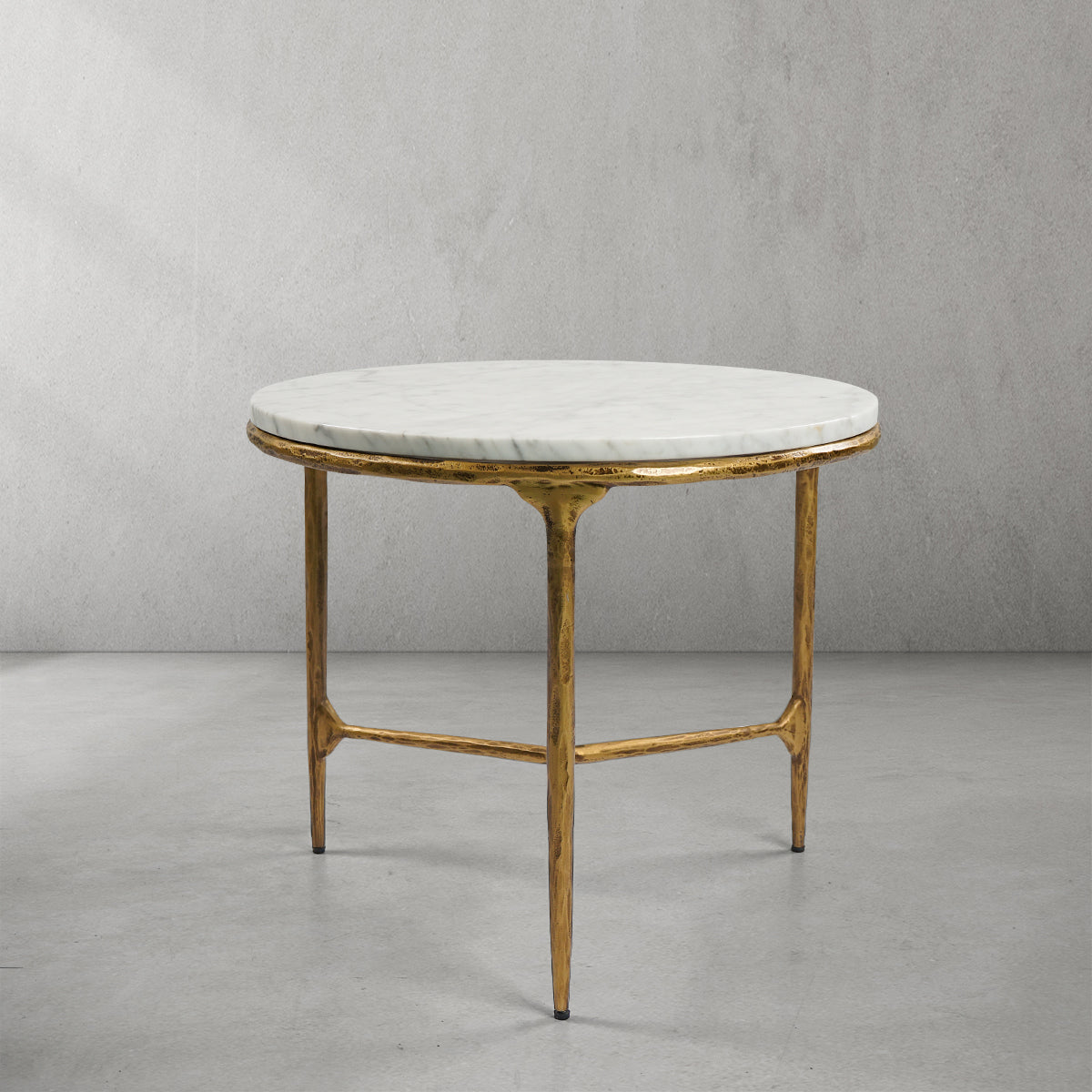 Thaddeus Forged Iron Marble Round Side Table 3 Table Leg 24"D - King Lamps