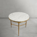 Thaddeus Forged Iron Marble Round Side Table 3 Table Leg 24