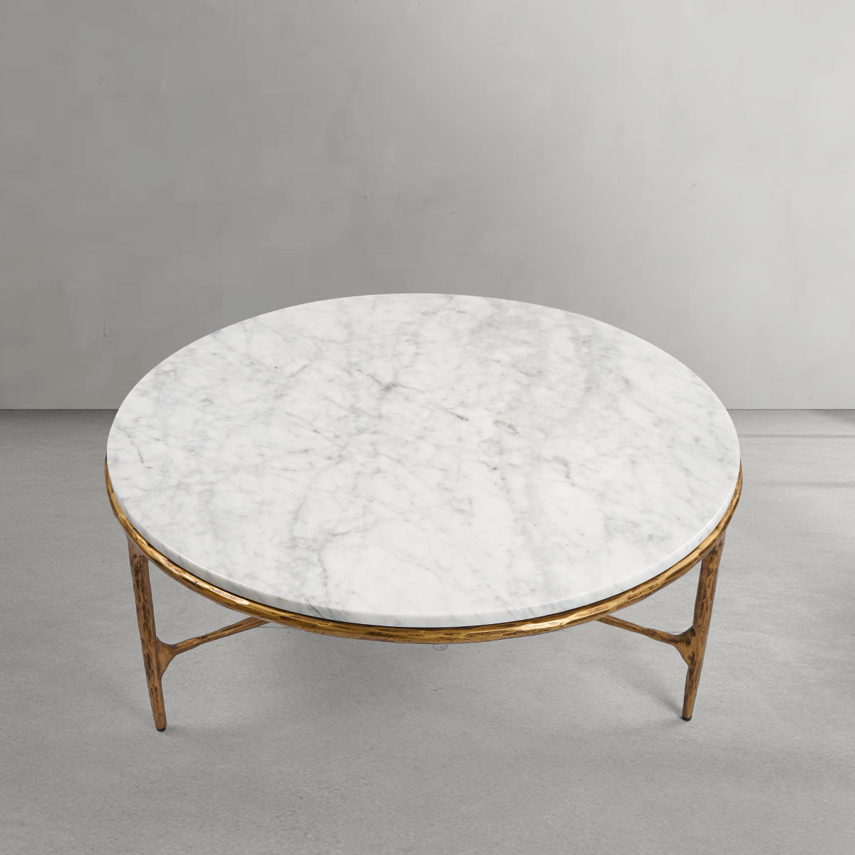 Vintage Forged Marble Round Coffee Table - King Lamps