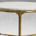 Thaddeus Forged Iron Marble Round Side Table 3 Table Leg 24