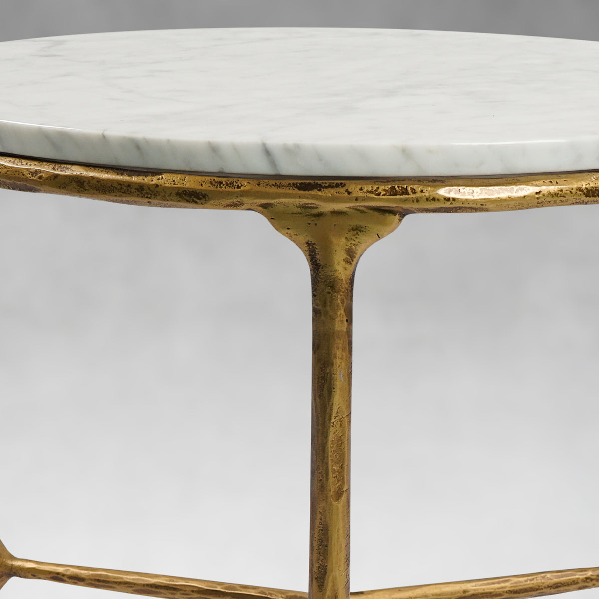 Thaddeus Forged Iron Marble Round Side Table 3 Table Leg 24"D - King Lamps