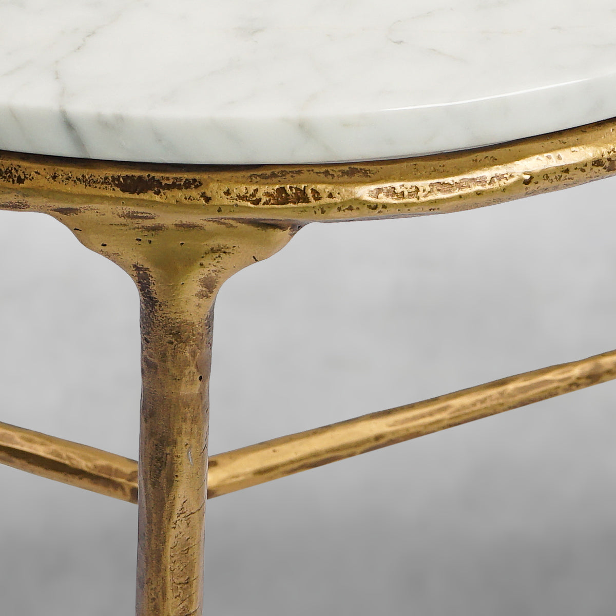 Thaddeus Forged Iron Marble Round Side Table 3 Table Leg 24"D - King Lamps
