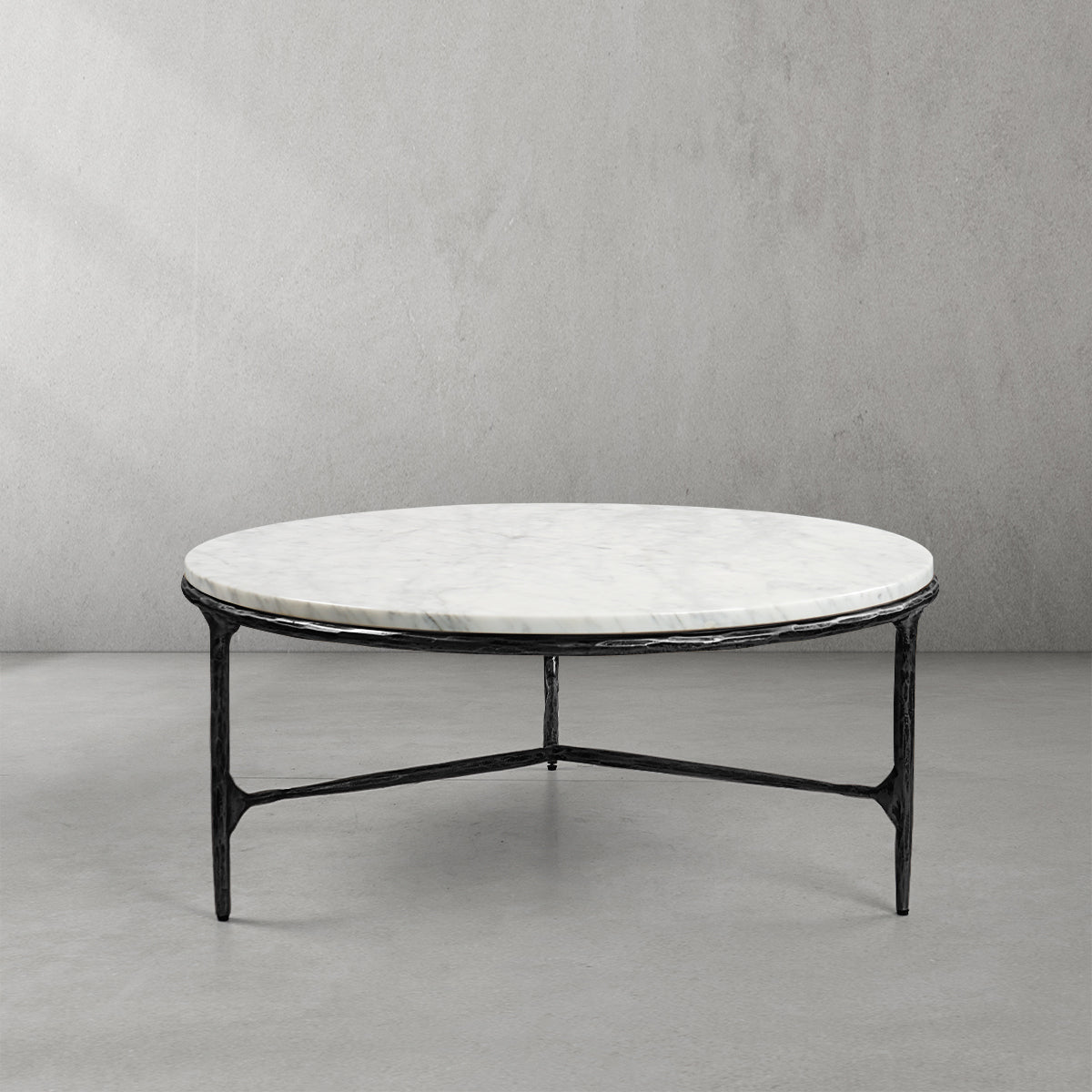 Vintage Forged Marble Round Coffee Table - King Lamps