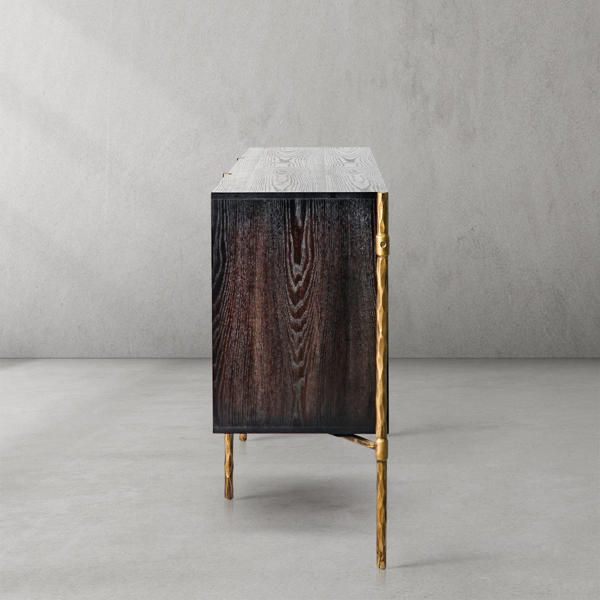 Vintage Forged Metal Frame Rattan Side Cabinet - King Lamps