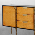 Vintage Forged Metal Frame Rattan Side Cabinet - King Lamps