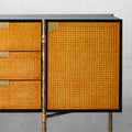 Vintage Forged Metal Frame Rattan Side Cabinet - King Lamps