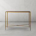 Thaddeus Forged Iron Metal Frame Elm Wood Console Table - King Lamps