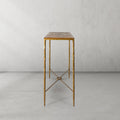 Thaddeus Forged Iron Metal Frame Elm Wood Console Table - King Lamps