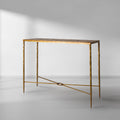 Thaddeus Forged Iron Metal Frame Elm Wood Console Table - King Lamps