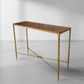 Thaddeus Forged Iron Metal Frame Elm Wood Console Table - King Lamps