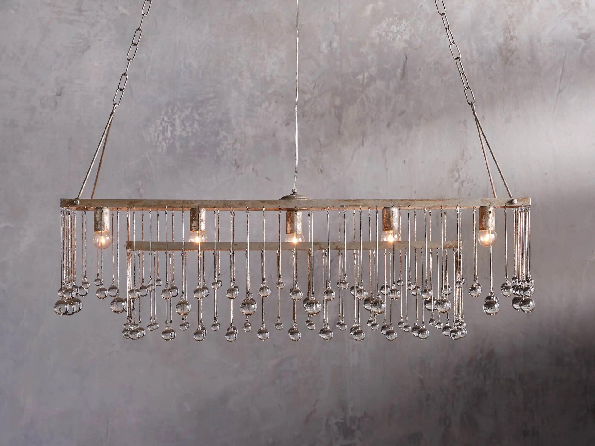 Aubrey Crystal Ball Rectangular Chandelier 47'' 60'' - King Lamps