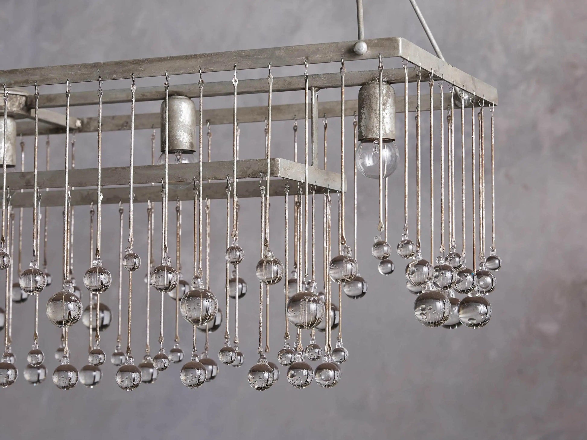 Aubrey Crystal Ball Rectangular Chandelier 47'' 60'' - King Lamps