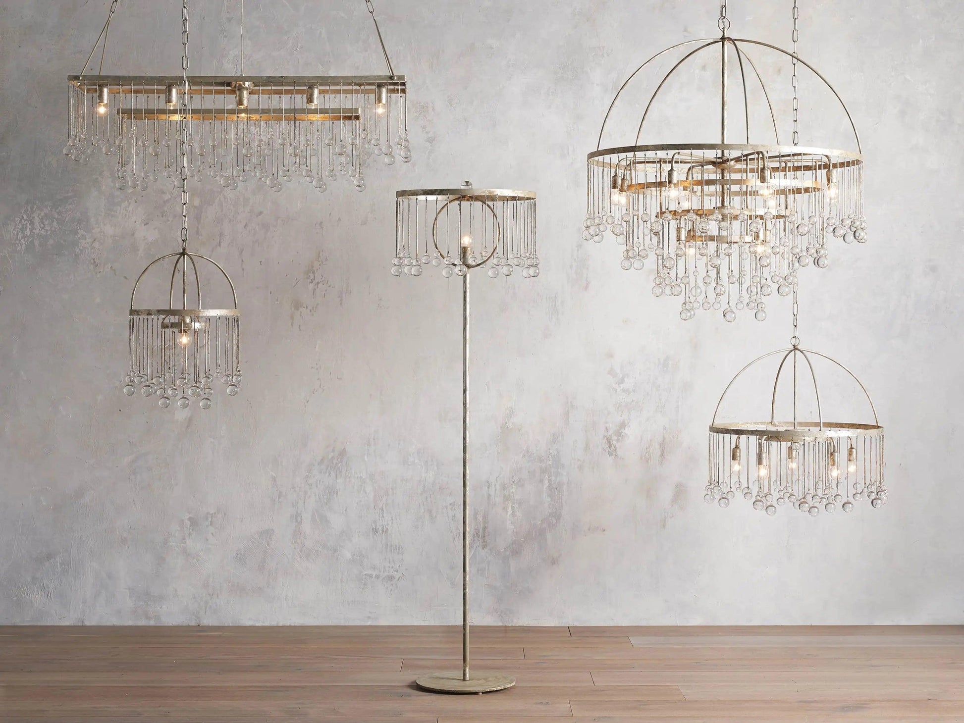 Aubrey Crystal Ball Rectangular Chandelier 47'' 60'' - King Lamps
