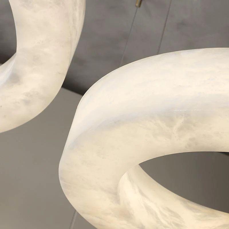 Aurora Alabaster Living Room Round Pendant Chandelier - King Lamps