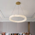 Aurora Alabaster Living Room Round Pendant Chandelier - King Lamps