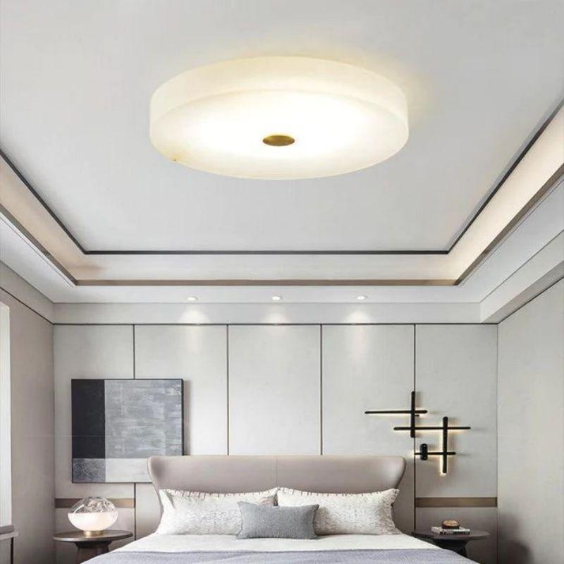 Alabaster Flush Mounted Round Led Chandelier - King Lamps