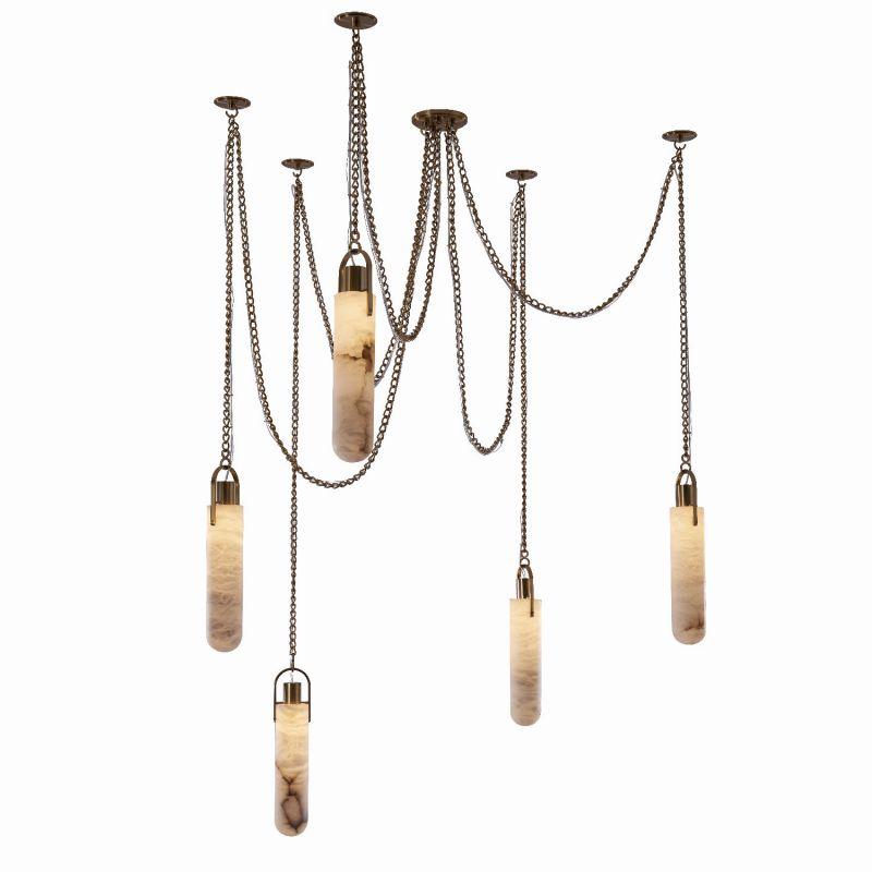 Bettina 5 Light LED Multi-Drop Living Room Alabaster Pendant Lamp - King Lamps